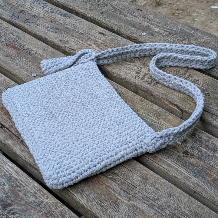 Crochet Crossbody Bag - Light Grey