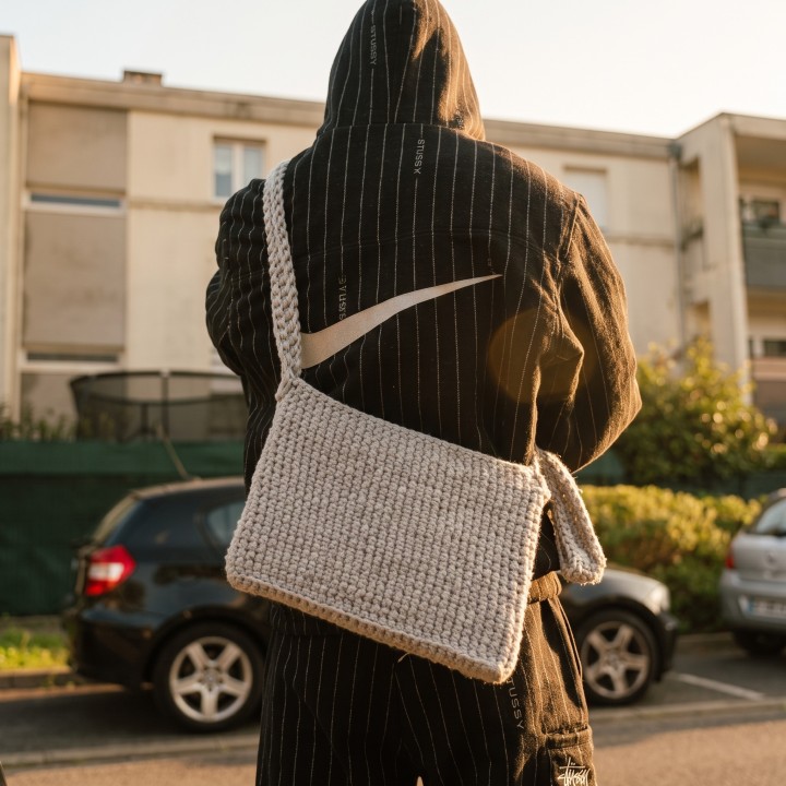 Sac bandoulière en crochet - Gris clair